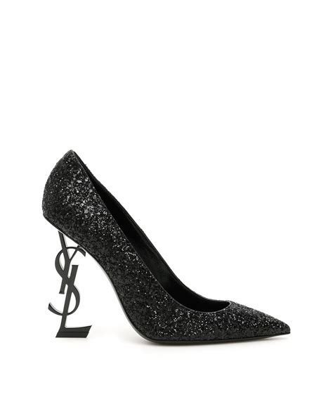 ysl heels black glitter|ysl denim heels.